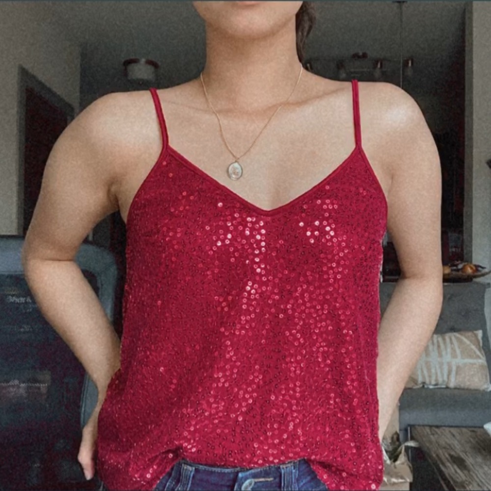 🍷 H&M Sequined Camisole Top with Lining
